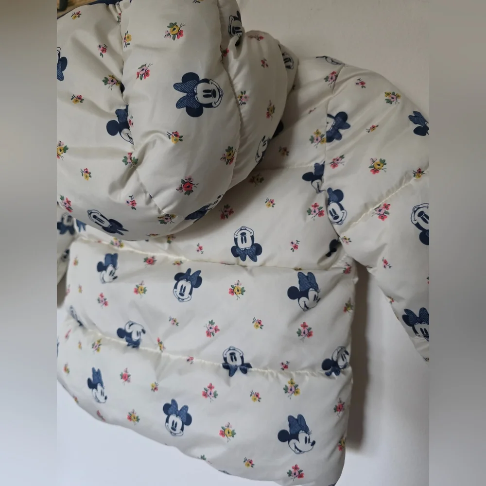 Disney Baby Gap Minnie‎ Mouse Reversible Sherpa Puffer Jacket Coat Girls Sz 4T